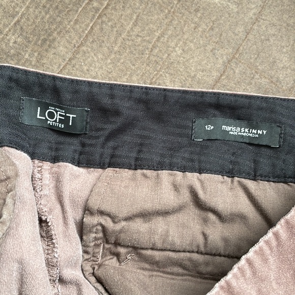 Ann Taylor loft petites 12P Marissa Skinny chocolate brown velvet dress pants - Picture 4 of 10